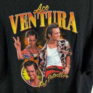 Ace Ventura Pet Detective Movie Graphic T Shirt Black Jim Carrey XXL